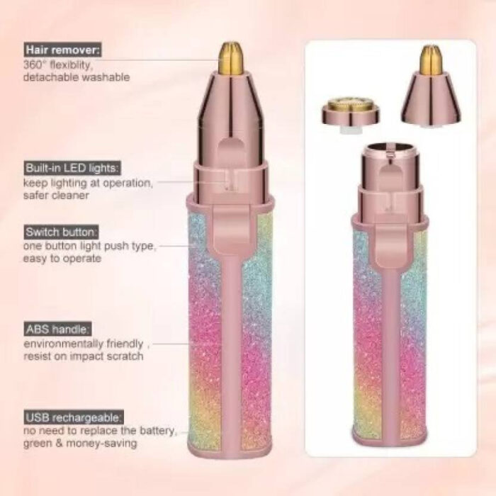 2 In 1 Eyebrow Trimmer For Women High Quality Hair Remover With Built-In Light - Image 2