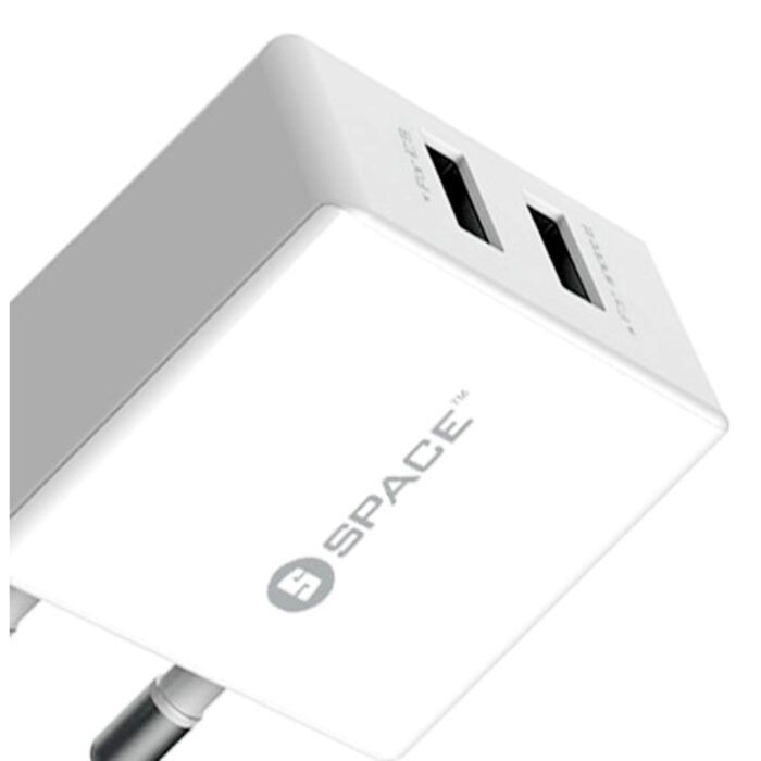 SPACE WC-101 Dual USB Wall Charger 2.4A with Micro USB Cable – Fast Charging Adapter for Android & iOS - Image 1
