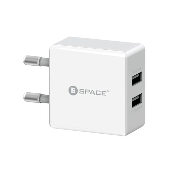 SPACE WC-101 Dual USB Wall Charger 2.4A with Micro USB Cable – Fast Charging Adapter for Android & iOS - Image 3