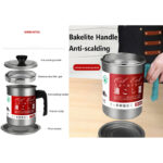 Stainless Steel 1.4-Liter Cooking Oil Strainer Pot with Filter and Thick Chassis for Efficient Grease Filtration - Image 2