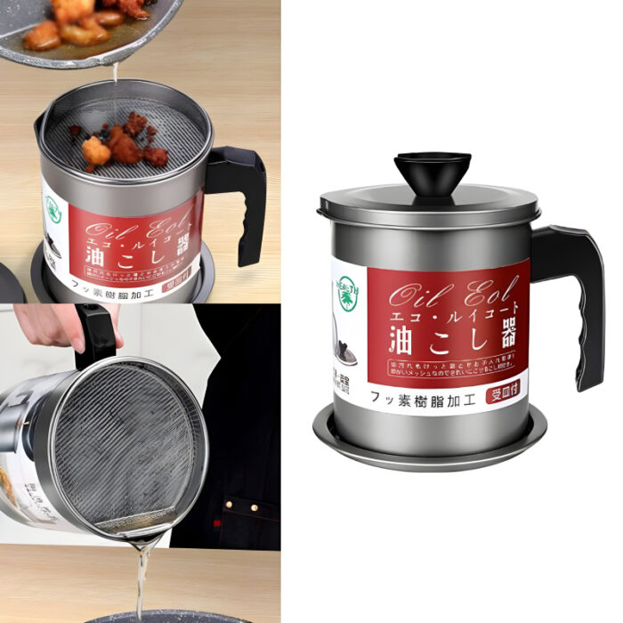 Stainless Steel 1.4-Liter Cooking Oil Strainer Pot with Filter and Thick Chassis for Efficient Grease Filtration - Image 11