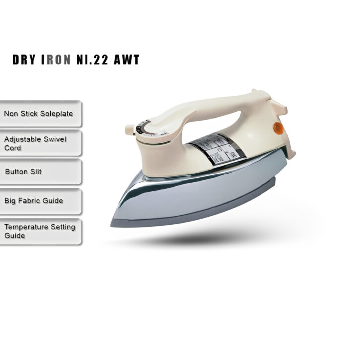 1000W NI-22AWT Deluxe Automatic Non Stick Coating Sole Plate Dry Iron - Image 2