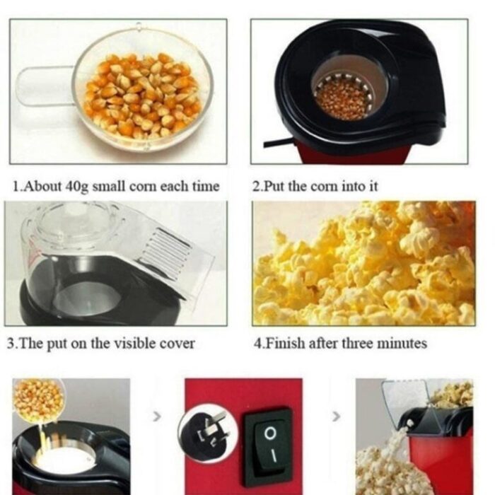 1200W Oil Free Popcorn Maker Machine with Measuring Cup - Image 2