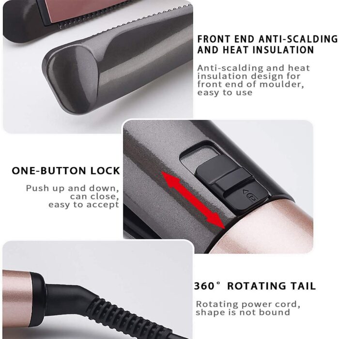 2 In 1 Hair Straightener And Curler Iron Tourmaline Ceramic Twisted Flat Iron With LCD Display - Image 3