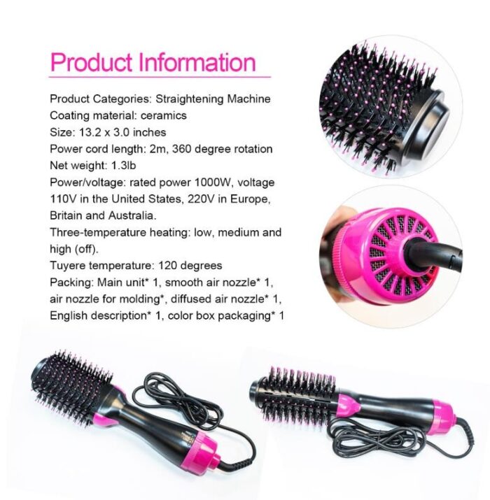 2 In 1 One Step Hair Dryer And Volumizer Warm Air Fast Styling Straightener & Curls Styler - Image 5
