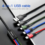 Baseus 4 in 1 Dual iPhone + Type C + Micro USB High Quality Nylon Braided Universal Multi Charging Cable 1496 - Image 16