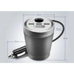 Car Cup Holder Power Adapter with Bluetooth FM Transmitter, LED Display & 3 USB Charging Ports - Image 3