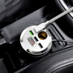 Car Cup Holder Power Adapter with Bluetooth FM Transmitter, LED Display & 3 USB Charging Ports - Image 5