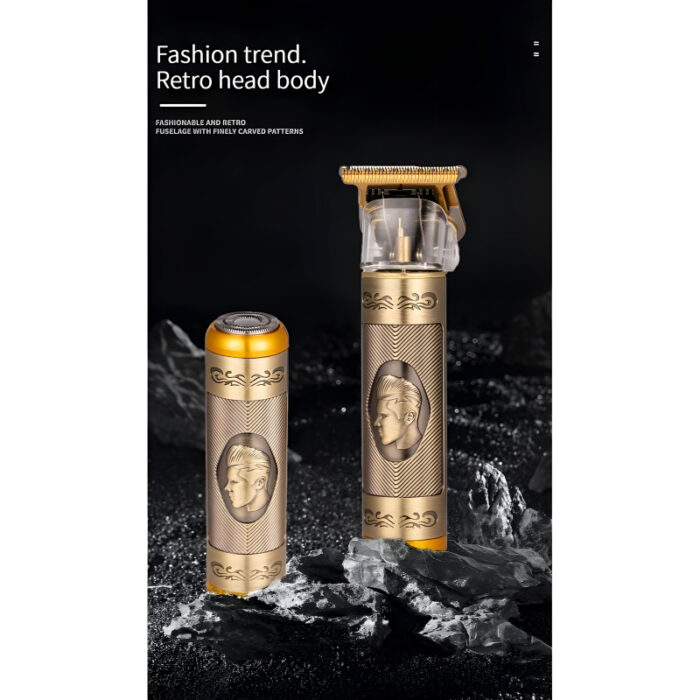 3-In-1 Vintage Grooming Set USB Rechargeable Multi-Functional Hair Clipper, Shaver, And Nose Trimmer For Men - Image 12