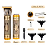 3-In-1 Vintage Grooming Set USB Rechargeable Multi-Functional Hair Clipper, Shaver, And Nose Trimmer For Men - Image 4