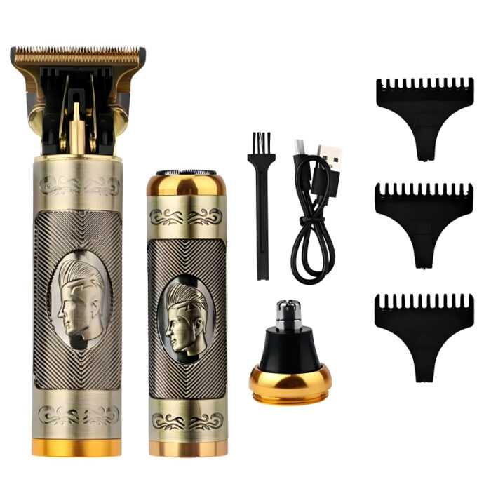 3-In-1 Vintage Grooming Set USB Rechargeable Multi-Functional Hair Clipper, Shaver, And Nose Trimmer For Men - Image 1