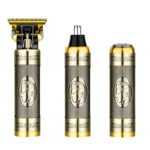 3-In-1 Vintage Grooming Set USB Rechargeable Multi-Functional Hair Clipper, Shaver, And Nose Trimmer For Men - Image 9