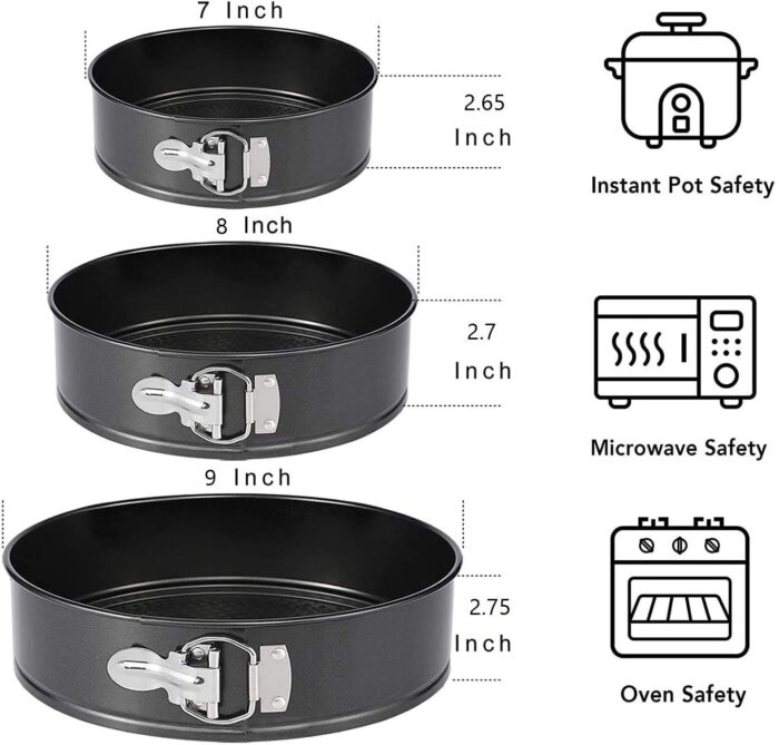 3 Pcs 18cm/20cm/22cm Round Non Stick Spring Form Cake Mold Baking Pan - Image 7