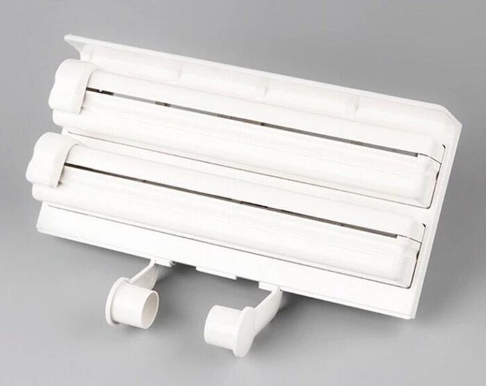 3 In 1 Kitchen Shelf Frame Plastic Film Triple Paper Dispenser Preservative Film Spice Shelf - Image 3