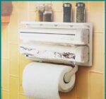 3 In 1 Kitchen Shelf Frame Plastic Film Triple Paper Dispenser Preservative Film Spice Shelf