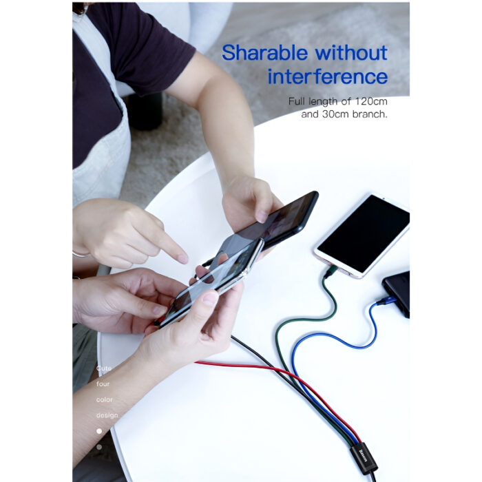 Baseus 4 in 1 Dual iPhone + Type C + Micro USB High Quality Nylon Braided Universal Multi Charging Cable 1496 - Image 6