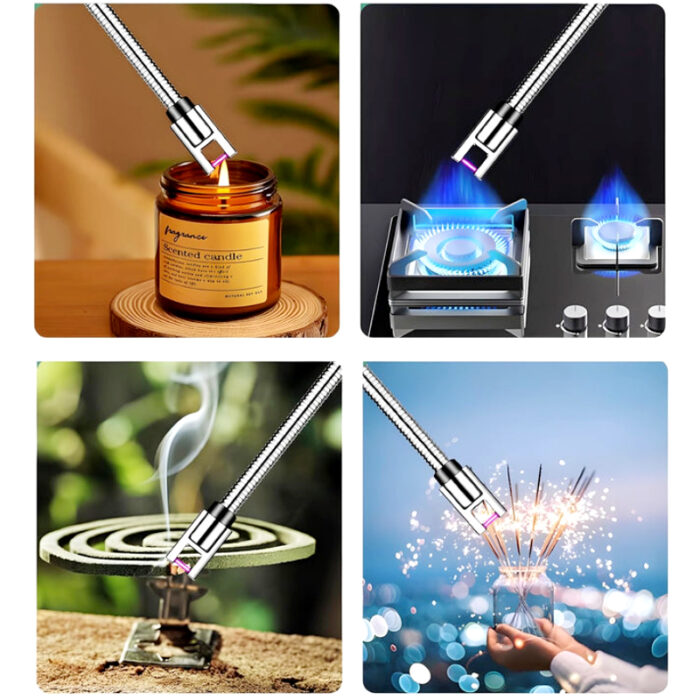 360° Flexible Neck USB Pulse Arc Lighter – Rechargeable Flameless Ignition for Candles, Kitchen Stoves & Outdoor BBQ - Image 4
