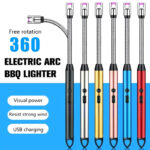360° Flexible Neck USB Pulse Arc Lighter – Rechargeable Flameless Ignition for Candles, Kitchen Stoves & Outdoor BBQ