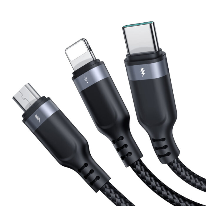 JoyRoom S-A18 3-in-1 Fast Charging and Data Cable – USB-A to Lightning, Type-C, and Micro, 3.5A - Image 6