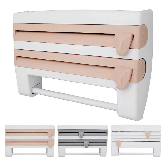 4-in-1 Multi-Purpose Wall-Mounted Kitchen Organizer Shelf with Foil Dispenser - Image 2