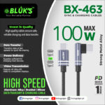 BLUK’S BX-463 High-Speed 100W Type-C to Type-C Elbow Design Fast Charging Braided Cable