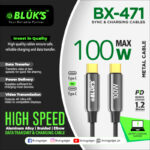 BLUK’S BX-471 High-Speed 100W Type-C to Type-C Fast Charging Braided Data Cable - Image 2