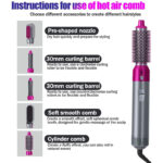 5 In 1 Detachable Hair Dryer Electric Blow Dryer Comb Negative Ion Straightener & Hair Curler - Image 6