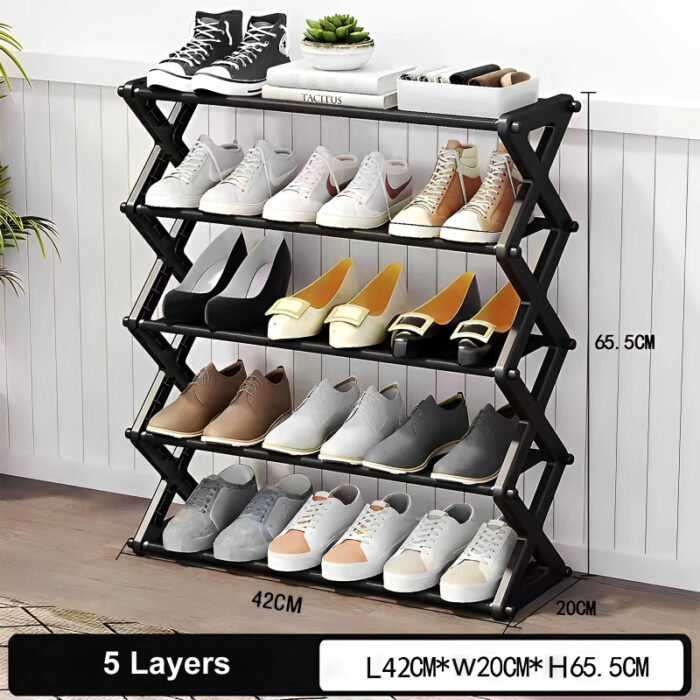 5 Layers X-Type Foldable Fashion Shoe Organizer Stand - Image 9