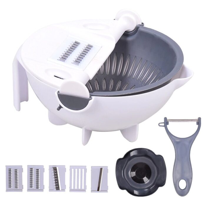 5pcs Multi-Function Vegetable Potato Slicing Shredding Machine Washing Household Grater Draining Basket - Image 2