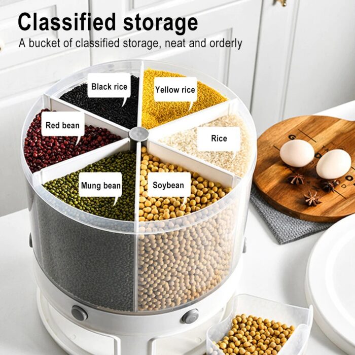 10 Kg 6-In-1 Kitchen Food Container Organizer With 360 Degree Rotatable Design - Image 1