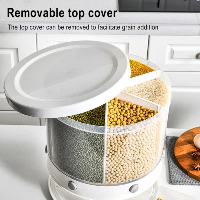 10 Kg 6-In-1 Kitchen Food Container Organizer With 360 Degree Rotatable Design - Image 5