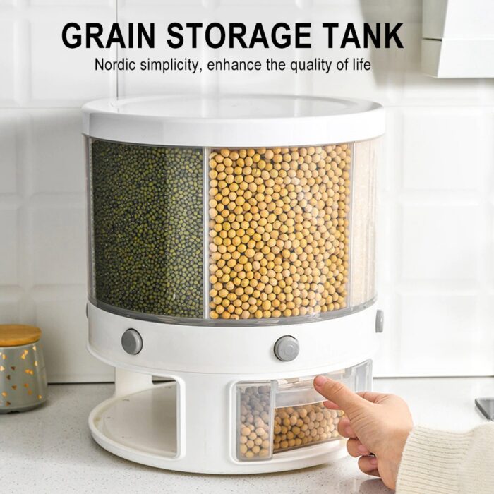 10 Kg 6-In-1 Kitchen Food Container Organizer With 360 Degree Rotatable Design - Image 7