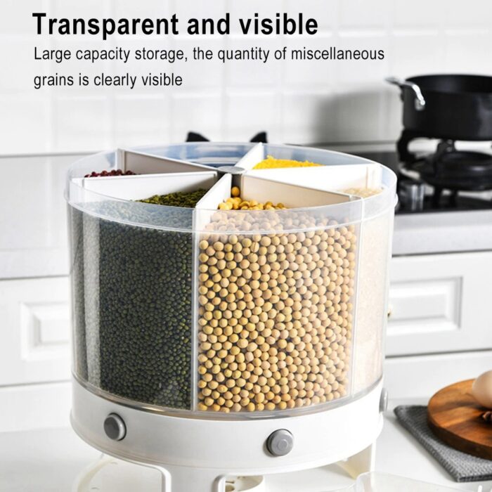 10 Kg 6-In-1 Kitchen Food Container Organizer With 360 Degree Rotatable Design - Image 8