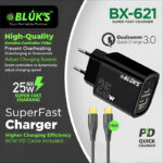 BLUKS BX-621 25W Super Fast Charger with 60W PD Cable Type C and Qualcomm Quick Charge 3.0 - Image 4