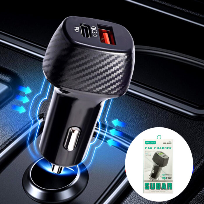 SOVO SCR-440PD SUGAR 25W PD Quick Charge Car Charger - Image 1