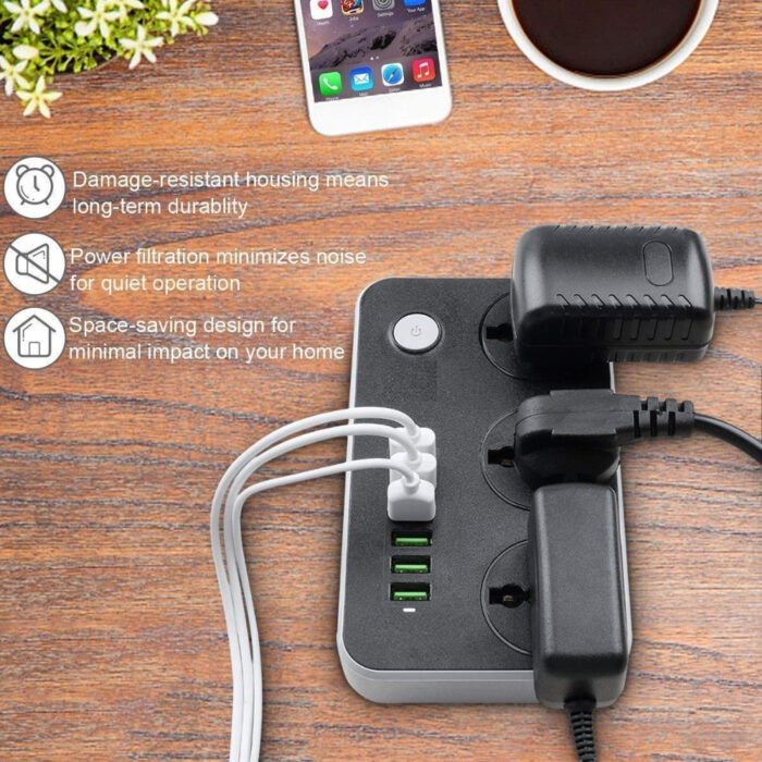 2500W 3.4A Power Socket With 3 Anti-Static AC Sockets And 6 Intelligent USB Charging Ports - Image 5