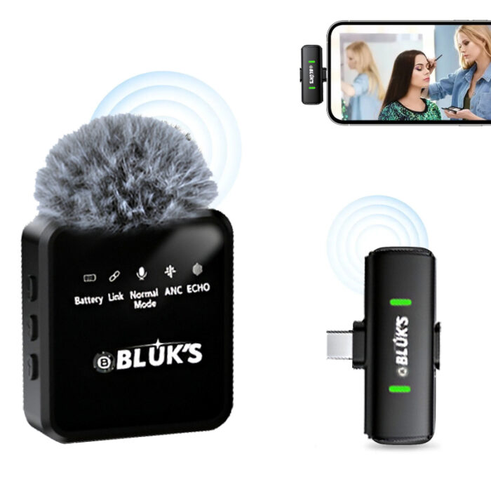 BLUK’S BX-17 Professional Lavalier Microphone with ANC- Bluetooth 5.2 Wireless Lapel Mic for Content Creation, Teaching, Interviews & Live Streams - Image 2