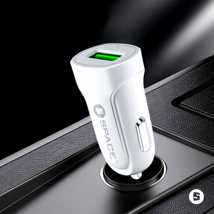 SPACE CC-150 Single Port USB Car Charger – 2.4A Fast Charging with Included Micro USB Cable - Image 1