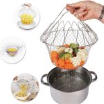 Chef Basket Dry Drain Rack Stainless Steel Multi Function Folding Fruit Basket Kitchen Tool - Image 10