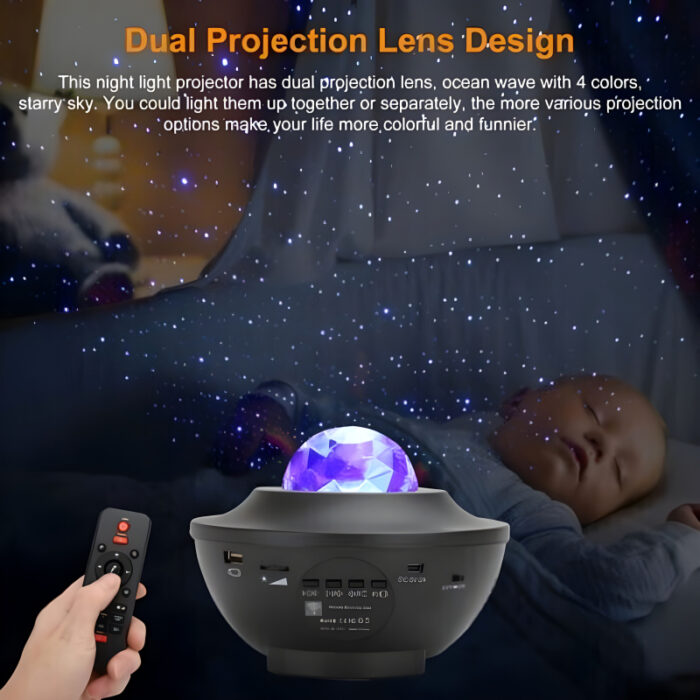 Compact Multi-Functional LED Galaxy Projector Light With Built-In Bluetooth Speaker – Portable Mini Design - Image 3