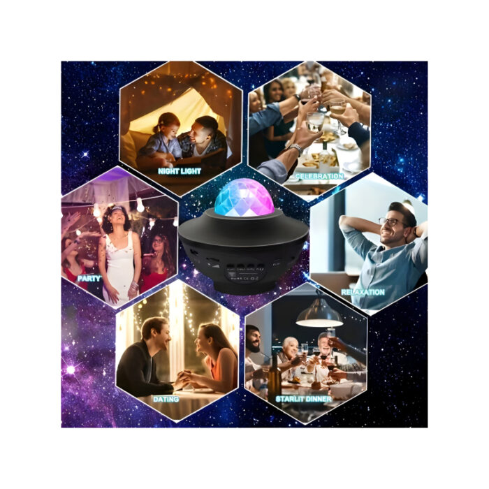 Compact Multi-Functional LED Galaxy Projector Light With Built-In Bluetooth Speaker – Portable Mini Design - Image 4
