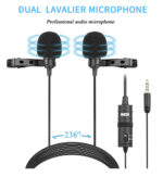 Dual-Head 3.5mm TRRS Condenser Lavalier Microphone PC Mobile Phone - Image 2