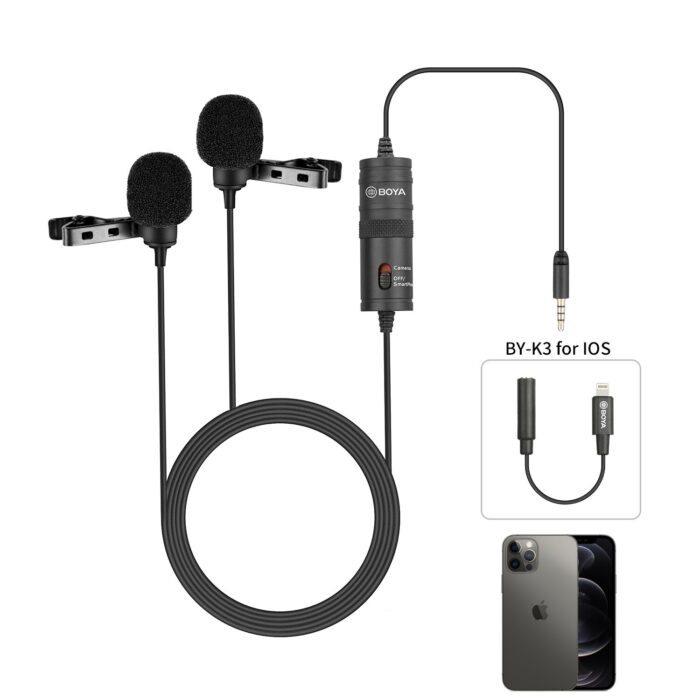 Dual-Head 3.5mm TRRS Condenser Lavalier Microphone PC Mobile Phone - Image 6