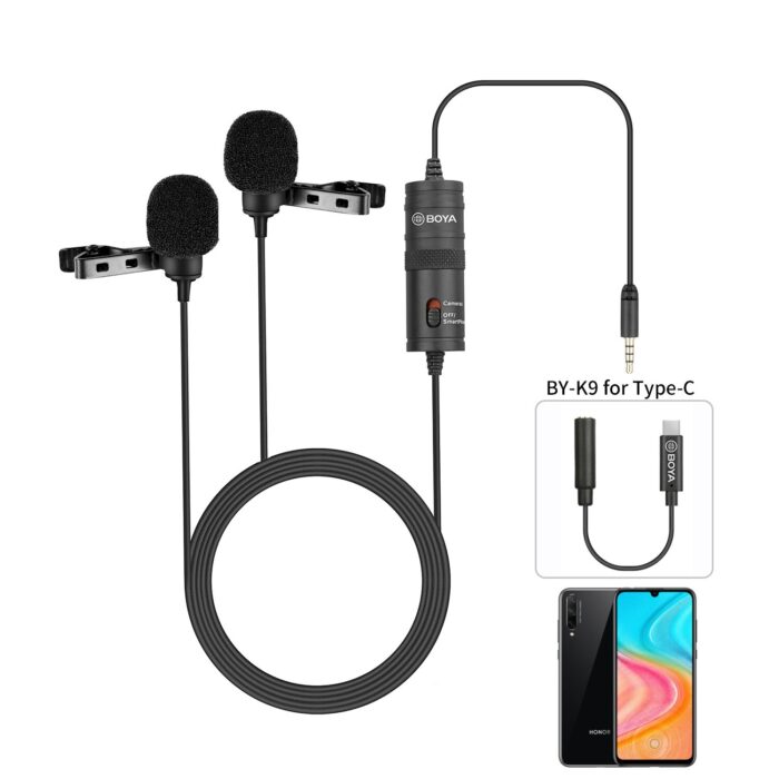Dual-Head 3.5mm TRRS Condenser Lavalier Microphone PC Mobile Phone - Image 7