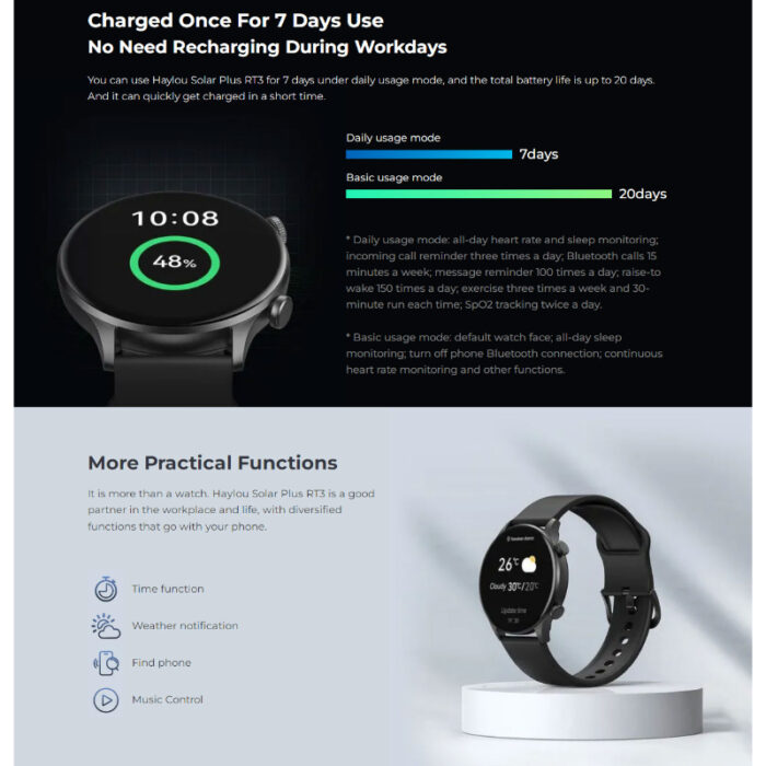 Haylou Solar Plus RT3 Smartwatch with 1.43″ AMOLED Display & Bluetooth Calling - Image 4