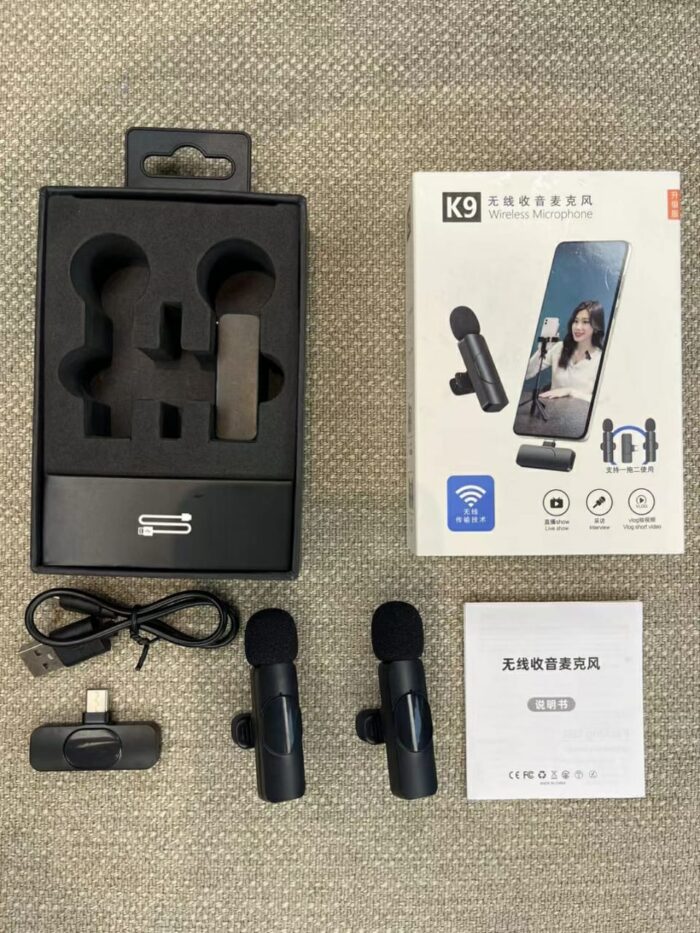 K9 Wireless 2 in 1 Dual Plug And Play Type-CLightning Microphone (1) K9 Wireless 2 in 1 Dual Plug And Play Type-CLightning Microphone - Image 1