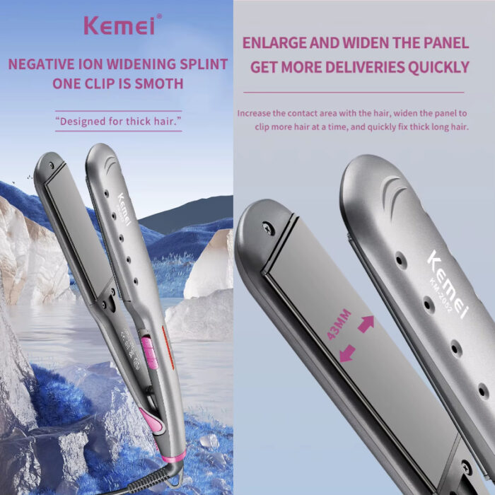 Kemei KM-2052 Professional Hair Straightener – Sleek Design with Ceramic Coated Plates - Image 2