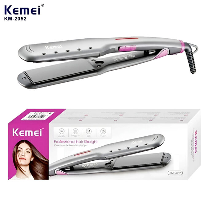 Kemei KM-2052 Professional Hair Straightener – Sleek Design with Ceramic Coated Plates - Image 1