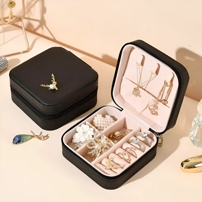 Mini Jewelry Organizer – Stylish and Portable Compact Storage Box for Rings, Earrings, and Necklaces - Image 1
