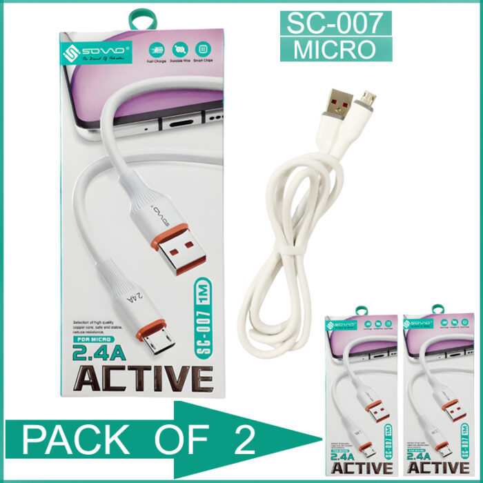 Pack Of 2 SOVO SC-007 Active Type-C And Micro Data Cables - Image 1